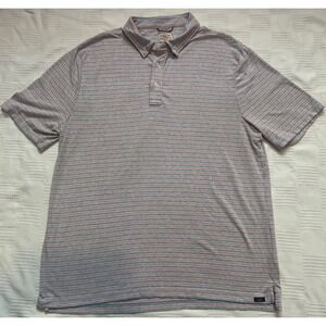 Faherty Polo Shirt Mens X-Large Short Sleeve, Blue & Red Stripped